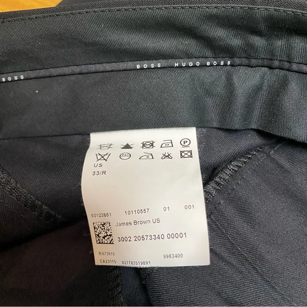 Boss Hugo Boss Men’s Dress Pants Size 33R Custom Made Flat Front Black Designer